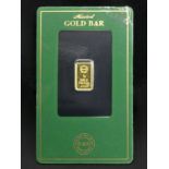 A 1 gram fine gold bar from The Royal Mint. UK Postage £12.