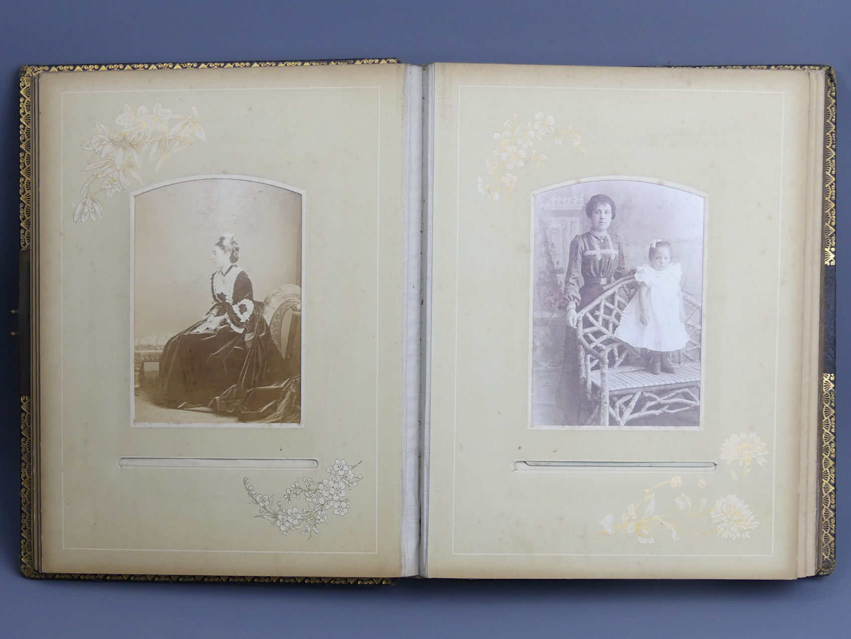 Victorian family photograph album and contents. 23.5 x 29 cm. UK Postage £16. - Image 2 of 3