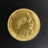 1859 French 20 Franc gold coin, 6.4 grams, 21.22 mm. UK Postage £12.