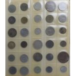 A collection of approximately 220 Russian and other coins in a coin folder. UK Postage £16.