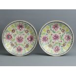 A pair of 19th century Chinese famille rose porcelain cabinet plates. 20 cm. UK Postage £16.