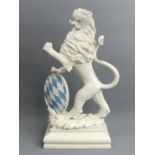 Large Nyphenburg porcelain Heraldic lion figure. 35 cm. UK Postage £20.