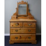 Edwardian pine dressing table. 93 w x 49 d x 154 h cm. Collection only.
