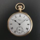George V 9ct gold Waltham pocket watch, Birmingham 1925, 59 grams gross. 43 x 60 mm. UK Postage £12.