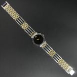 Ladies stainless steel and gold plate Movado quartz watch. 175 mm long, dial 22 mm. UK Postage £12.