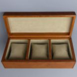 Fine leather three watch holder jewellery box. 24.5 10.5 x 8 cm. UK Postage £14.