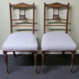 A pair of Edwardian inlaid side chairs. Collection only.