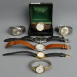 Accurist date adjust, Mondaine Automatic date adjust and five other watches. UK Postage £12.