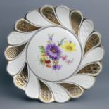 Meissen hand painted floral porcelain cabinet plate, early 20th century. 28.5 cm. UK Postage £16.