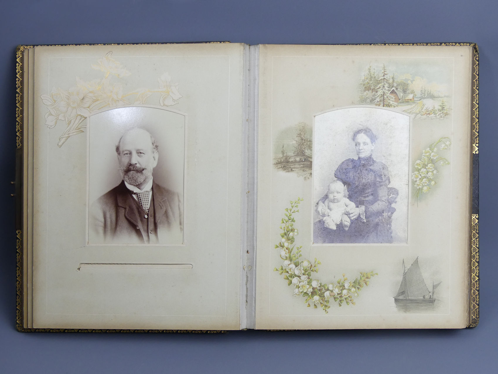 Victorian family photograph album and contents. 23.5 x 29 cm. UK Postage £16. - Image 3 of 3