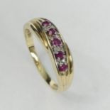 9ct gold Ruby and Diamond ring, 3.6 grams. Size T, 5.6 mm. UK Postage £12.