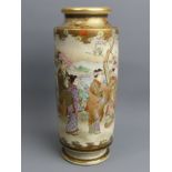 Meiji period Japanese Satsuma signed pottery vase, depicting Geisha's and attendants. 24.5 cm. UK