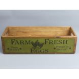 Farm Fresh Eggs advertising 1 dozen eggs pine box. UK Postage £16.