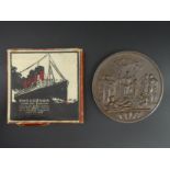 Queen Victoria bronze medal Lusitania boxed medal. Victoria 77 mm. UK Postage £12.