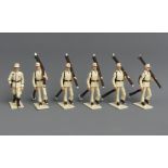A box of die cast Fusilier miniature soldier figures and two die cast AA motoring figures. UK
