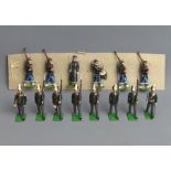 A box of Britains 1814 German army die cast toy soldiers along with a boxed set of Argyle and