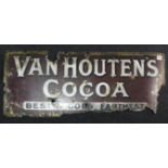 A large vintage Houtens Cocoa enamel sign. 123 x 49 cm.