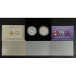 Royal Mint Royal Celebration 95th Birthday Queen Elizabeth II silver proof two coin collection. UK