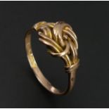 Edwardian 9 carat rose gold Knot ring, Chester 1907, 2.2 grams. Size O, 10 mm wide. UK Postage £12.