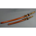 Decorative Japanese Katana with a lacquer ware scabard and matching Wakizashi. 104 cm and 69 cm.