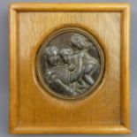 19th century oak framed Italian lead plaque after Raphael. Frame 16.5 cm square, plaque 9.5 cm. UK