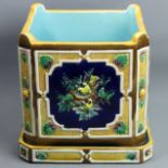 John Holdcroft Victorian majolica pottery jardiniere and stand. 23 cm x 23 cm. UK Postage £25.