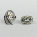 Two Sterling silver cocktail rings, 17.7 grams. Size P & S. UK Postage £12.