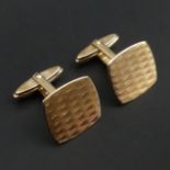 A vintage pair of 9 carat gold cufflinks, London 1970, 7.3 grams. 16 x 17 mm. UK Postage £12.