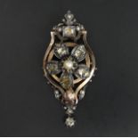 Austro-Hungarian diamond and seed pearl pendant/brooch (Tests as 18ct & silver), 21 grams. 73 x 32