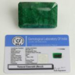Huge 485 carat rectangular step cut emerald with certificate. UK Postage £12.