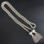 Heavy silver (tested) rope twist long tassel necklace, 192 grams. 105 cm. UK Postage £12.
