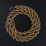 9 carat gold Italian rope twist chain necklace, 29.9 grams. 51 cm x 6.6 mm. UK Postage £12.