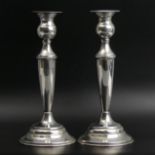 A pair of Egyptian silver candlesticks, circa 1920. 289 grams. 22.5 cm high. UK postage £12.