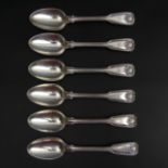Set of six Victorian silver teaspoons, Mary Chawner, London 1837. 212 grams.