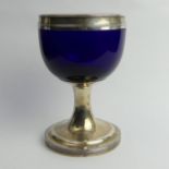 Georgian silver and blue glass goblet, London 1808, Thomas Phipps and Edward Robinson. 16 x 10.5 cm.