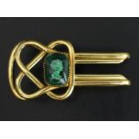 French 18ct gold and enamel money clip, 20.7 grams. 63 x 32 mm. UK Postage £12.