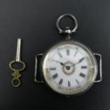 Victorian silver pocket watch converted to a wristwatch, Birmingham 1886. 58 x46 mm. UK Postage £12.