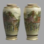 A fine pair of Japanese Meiji period Satsuma pottery vases. 16 cm. UK Postage £12.