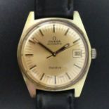 Gents Omega gold dial automatic, date adjust, gold tone watch. 37 mm wide. UK postage £12