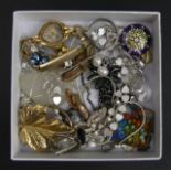 A box of mixed jewellery including a silver heart design necklace. UK Postage £12.