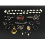 A selection of silver, marcasite and other jewellery. UK Postage £12.