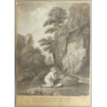 Early 19th century monochrome watercolour by Mr Saunders. (unframed) 24 x 34 cm. UK Postage £12.