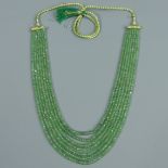 Green Aventurine faceted multi-strand bead adjustable length necklace. UK Postage £15.