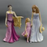 Royal Doulton Pretty Ladies figurines A Tender Mothers Love HN 5544 and Katie HN 4859. 22.5 cm. UK