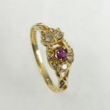 14 carat gold ruby and diamond ring, 1.8 grams. Size M, 6.5 grams. UK Postage £12.