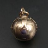 Gold on silver masonic ball cross pendant/fob. 17.25 mm diameter, 41 mm long when open. 7.6 grams.