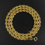 9 carat gold Italian rope twist 46 cm chain necklace, 4.9 grams. UK Postage £12.