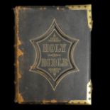 Victorian National Comprehensive Family Bible, illustrated and leather and brass bound. UK