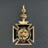 Victorian 15ct gold (tested) and enamel Masonic fob, circa 1890, 14.3 grams. 50 x 26 mm. UK