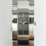 Gucci 4600M stainless steel quartz black dial strap watch. 25 mm wide inc. button. UK postage £12.
